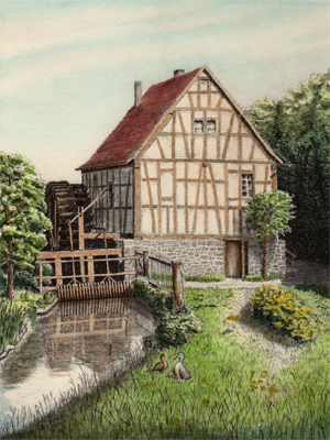 Radierung Kellermann lmhle Knigshofen