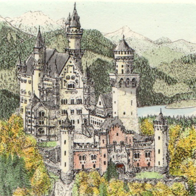 Radierung Kellermann Neuschwanstein