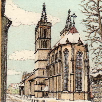 Radierung Kellermann Rothenburg Jakobskirche